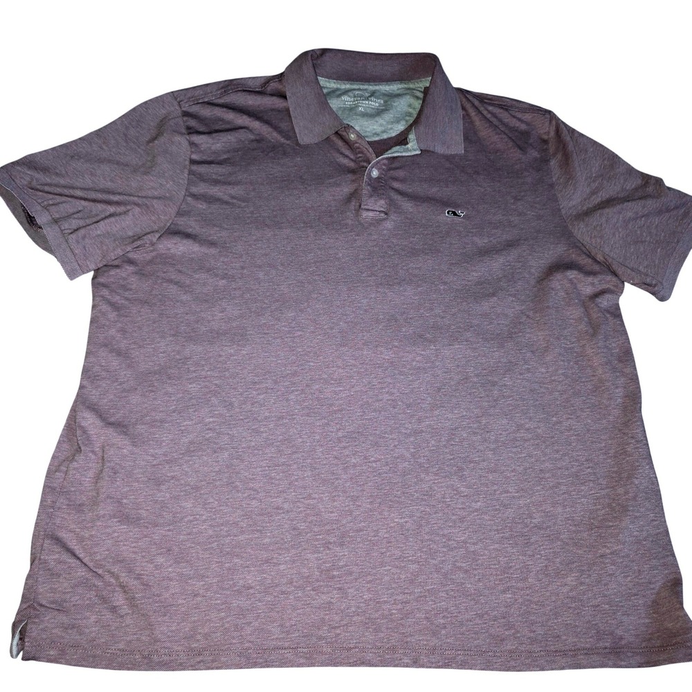 Vineyard Vines Mens Edgartown Polo Shirt Purple Heathered XL Short Sleeve Whale